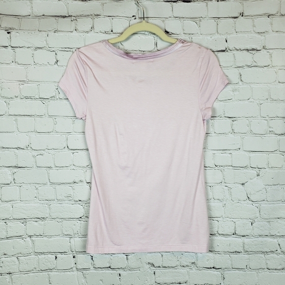 Banana Republic Lilac Scoopneck T Shirt S Raw Layered Edge Very Soft Stretch - Picture 5 of 9